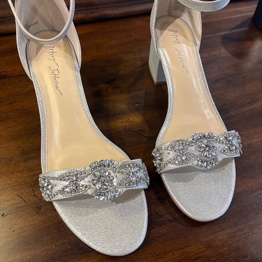 Betsey Johnson Silver Crystal Embellished Heels